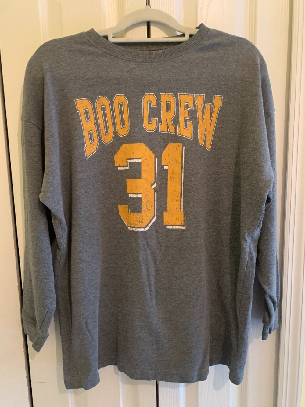 Grayson Threads Boo Crew 31 Halloween Long Sleeve Shirt - Gray - Size S